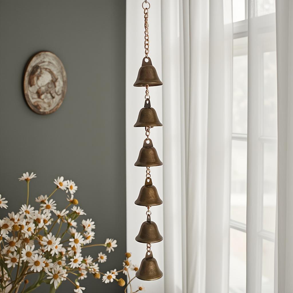 [Artisan Wind Chime] Handcrafted Rustic Iron Wind Chime - Handmade Metal Bell with Decorative Chain | Outdoor Garden & Wall Hanging Ornament