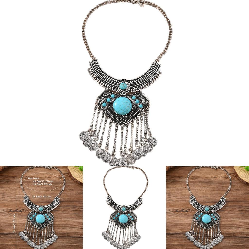 Traditional Necklace With Vintage Silver Tone And Cultural Motifs For Ethnic Style Collectors