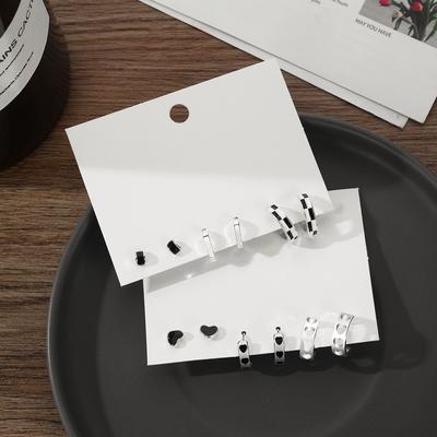 2022 Temperament Charming Girl Earrings Love Simple Earrings Fashion Female Earrings Set Black and White Plaid Hollow Elegant Jewelry Earrings