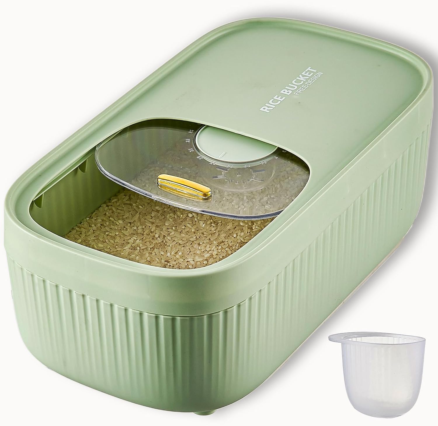 

Rice Storage Container 6.9Qt, BPA Free Dry Food Bucket with Lid, Moisture Proof, Kitchen Organizer for Cereal, Grain, Pasta светло-зеленый