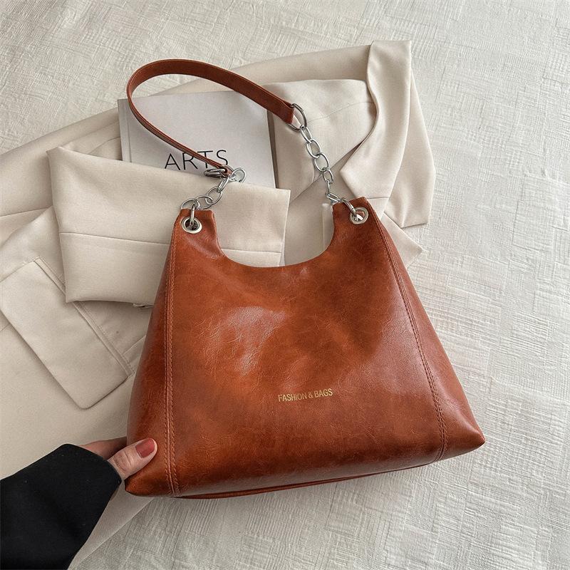 

Модная сумка большой вместимости в корейском стиле, весна 2025, новая универсальная сумка ins на плечо/подмышку, сумка-тоут для поездок на работу светло-коричневого