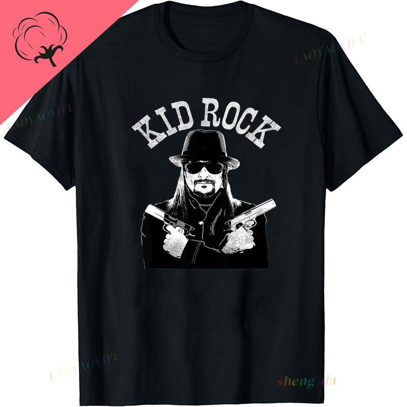 Playera Kid Rock Crossed Guns Front Classic TShirt Retro Style 100 Cotton ONeck Short Sleeve Camisa Roll Music Streetwear Tee S