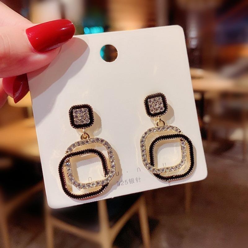 New Trendy Square Shape Drop Earrings Brilliant Bridal Engagement Wedding Jewelry Elegant Female Dangle Earring Fine Gift