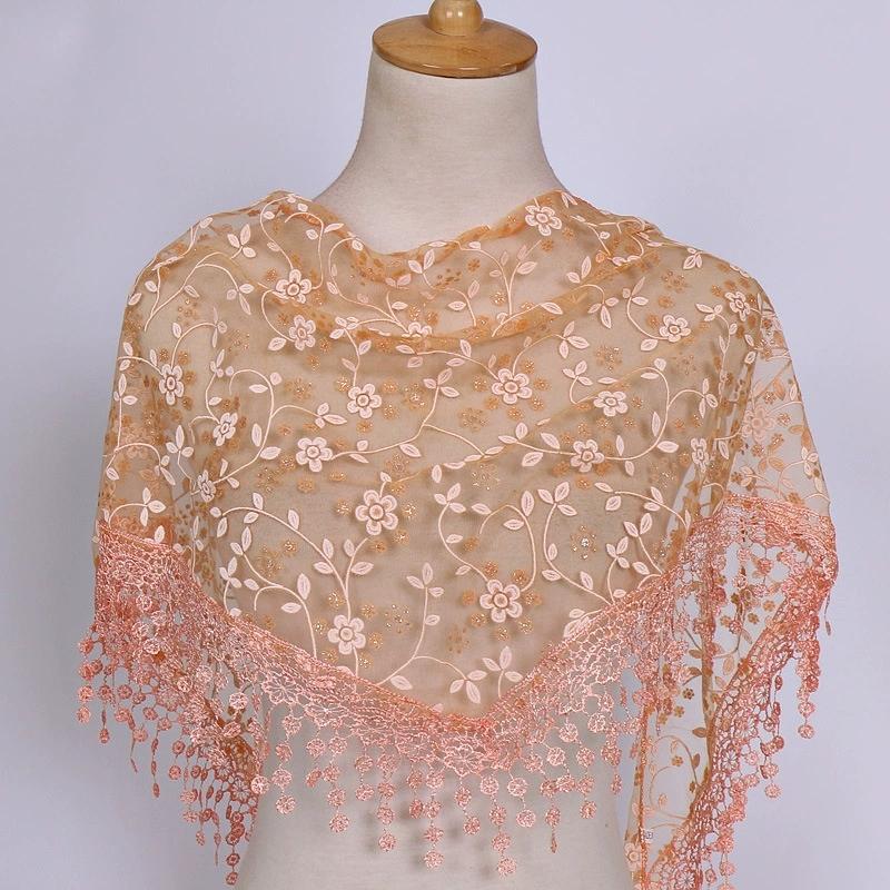 Women Triangle Bohemian Floral Tassel Scarves Shawl Female Spring Summer Headband Scraves