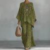 1116 European & American New Y1 Crew Neck Bat Sleeve Printed Set Bohemian Style Lazy and Casual