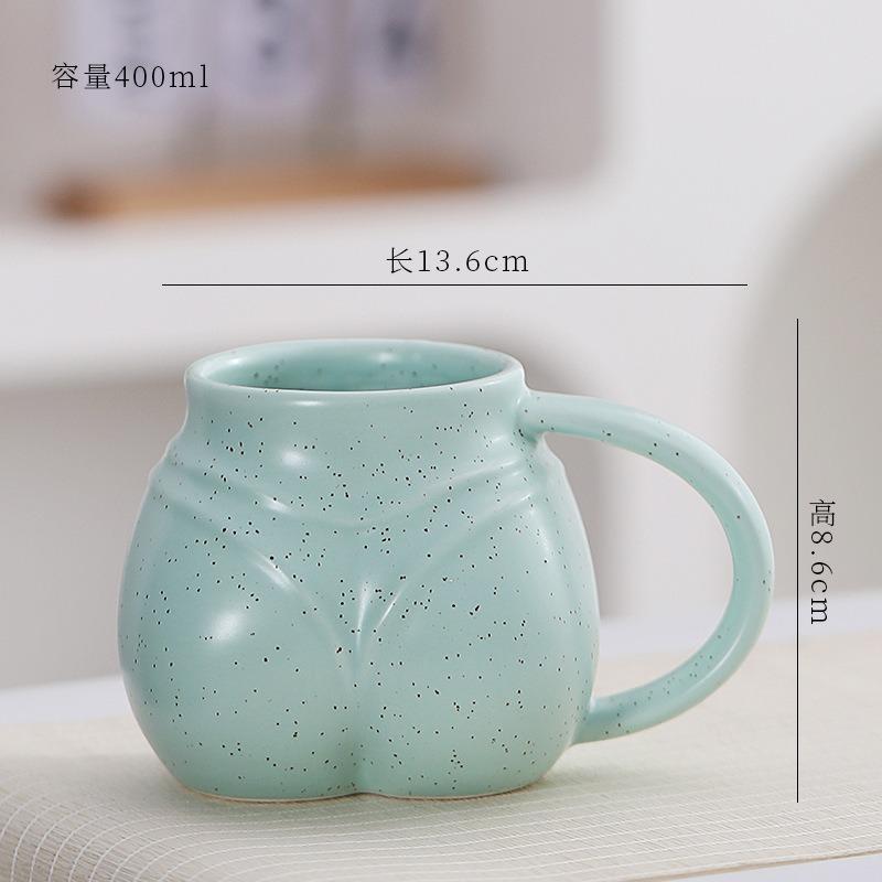 Creative Fun Cute Butt-shaped Ceramic Coffee Cup Large Capacity 400ml Milk Cup Modern Breakfast Drink Cup Office Mug Home Decor
