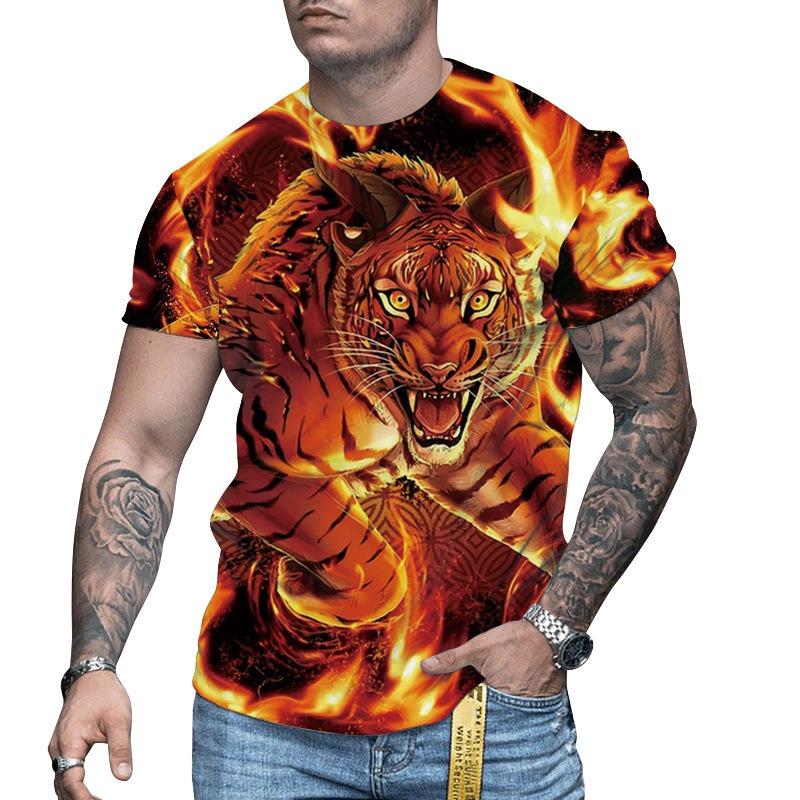 3D Animal Prints Print T-Shirts Summer Men Casual Fashion Streetwear Oversized Short Sleeve T Shirt Tees Tops Clothing