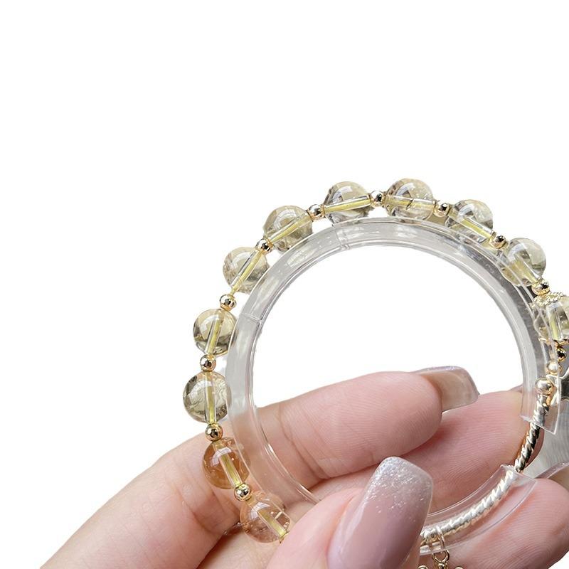 Qiaoen Natural Crystal Beaded Citrine Daisy Bracelet