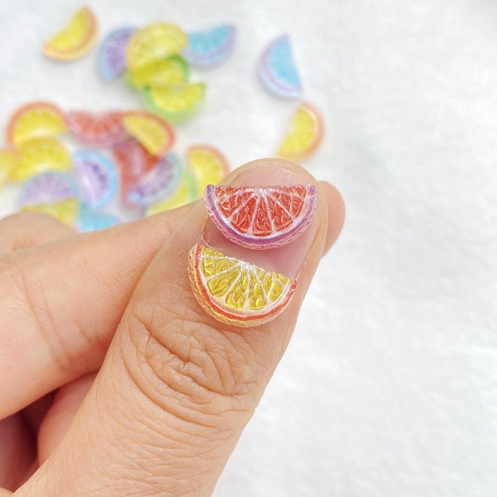 50Pcs Cute Cartoon Mini Colorful Orange Slices Nail Art Resin Designer Charms DIY Craft For Nail 3D Decorations Jewelry