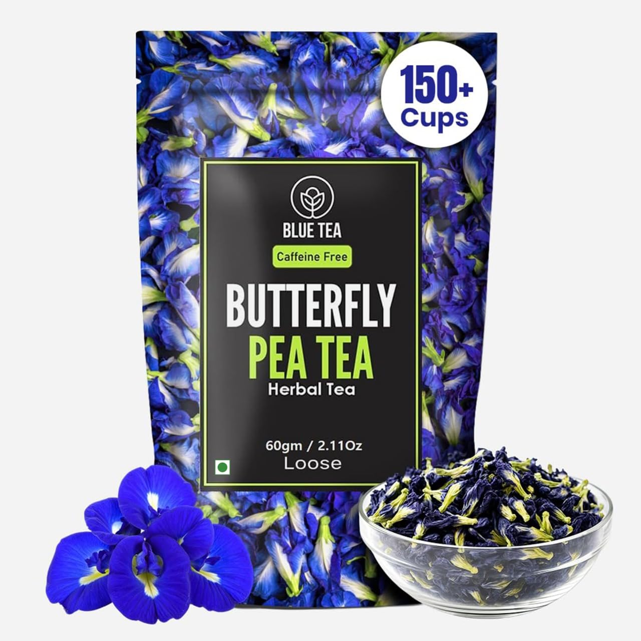 BLUE TEA - Butterfly Pea Flower Tea - 60gm - 120+ Cups | Aparajita - Shankhpushpi | ANTIOXIDANT RICH | Herbal Tea - Flower Based - Detox Tea