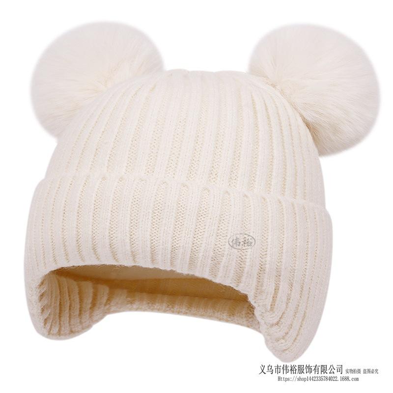 Kids Winter Warm Knitted Set Pom‑pom Hat Scarf Gloves 3‑Pcs Set Or Single Beanie Hat Windproof Ear Protection For Boys Girls Cold Weather Outdoor