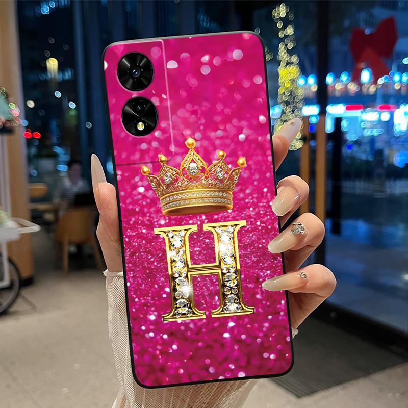 Beautiful Couple Phone Case For TCL 505 T509K T509A Bumper Black Silicone Shockproof Soft Casing Letter Crown Pattern Cover