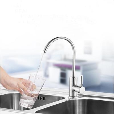 Rubinetto purificatore d'acqua a collo d'oca, filtro per acqua potabile a osmosi inversa, acciaio inossidabile, nucleo in ceramica da 1/2"