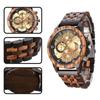 Men's Quartz Wooden Watch with Luminous Multifunctional Large Dial