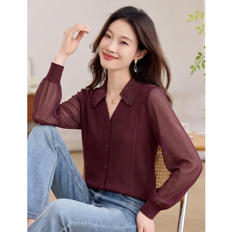 

Oudifu Elegant Lapel Blouse L