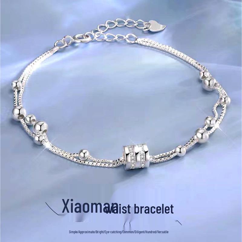 

Silver Plated Beaded Bracelet for Women - Simple Mori Style, New Arrival Thick Silver Plated