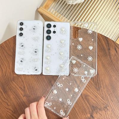 For Samsung S25ultra Three-dimensional Glue Bear S24 Mobile Phone Case Love S23 Pearl A25 Bow