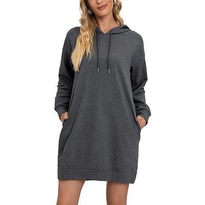 Felpa Lunga con Cappuccio da Donna Coulisse Manica Lunga Vestibilità Larga Colore Unito Casual Tunica Top con Tasche