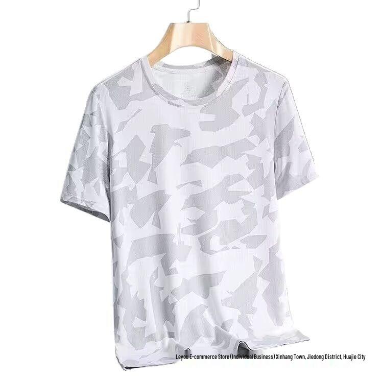 Men's Summer Ice Silk Mesh Round Neck Short-Sleeve Casual T-Shirt