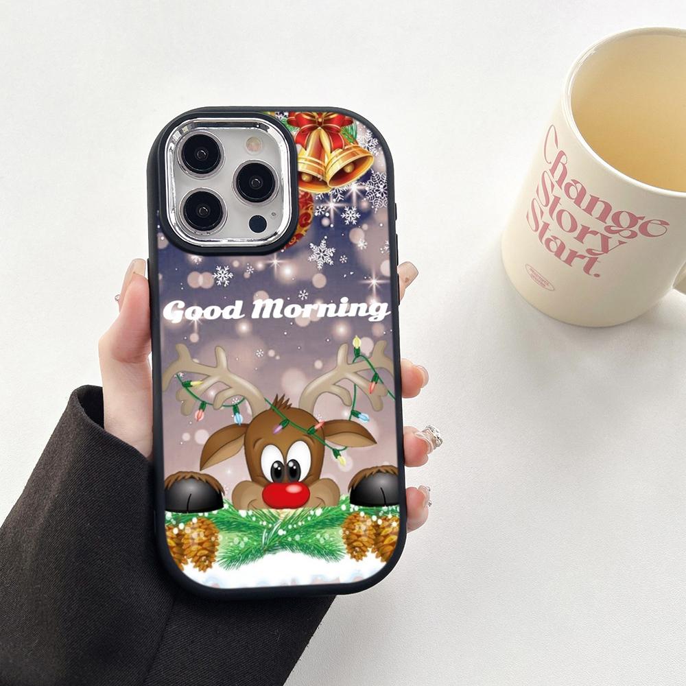 N106 Godt nyttår jul myke telefonvesker til Samsung S24 S23 Plus A15 A35 A54 Infinix Hot 40i Tecno Plating Frame Kamerabeskytter Bakdeksel