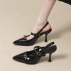 French pointed Mary Jane shoes retro high-heeled single shoes 2025 summer with skirt head bag empty mixed with sandals women