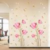 Creative Chinese Style Tulip Wall Sticker Self Adhesive Elegant Simulated Flower Decal for Bedroom Bedside TV Background Wall Decor