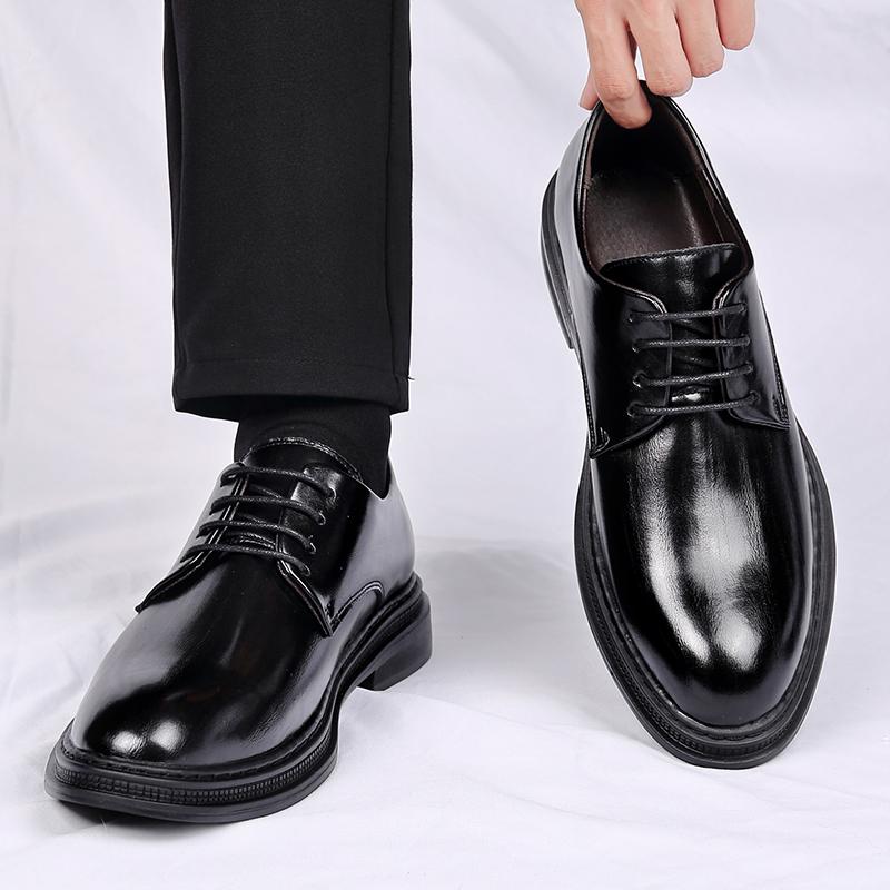 Fashion Spring New Men's High-quality and Comfortable Oxford Shoes British Fashion Men's Lace Up Pointed Business Formal Leather Shoes