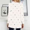 Women Plus Size Round Neck Long Sleeve Polka Dot Printed Loose Longline T Shirt With Pockets