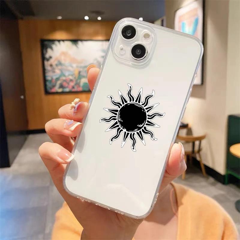 Funny Sun Moon Angel Eyes Shockproof ClearPhone Case For iPhone 17 14 15 16 13 12 11 Pro Max 78 Plus X XR XS Max SE Cover Fundas