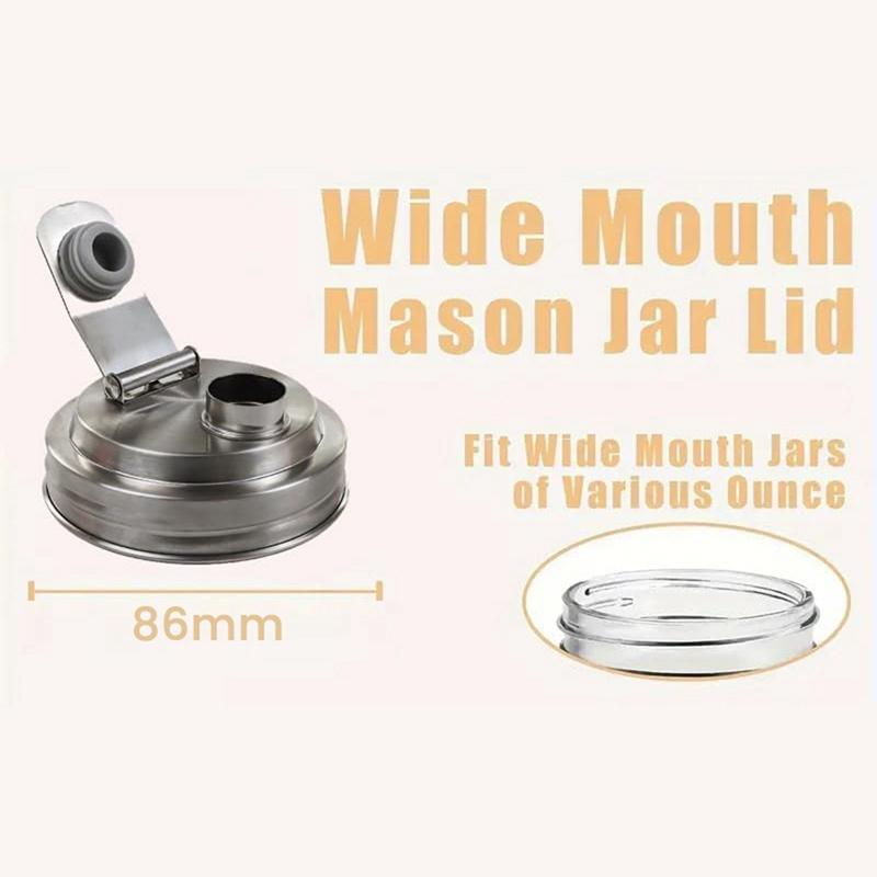 2 ks víčko s nalévacím hrdlem z nerezové oceli pro zavařovací sklenice se širokým hrdlem, Opakovaně použitelná víčka pro zavařovací sklenice se širokým hrdlem, Bez rukojeti Propagační