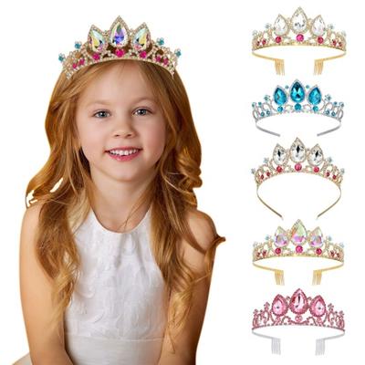 Aro de Cabelo Brilhante com Cristais Artificiais Incrustados Decorado Coroa Infantil Festa de Aniversário Aro de Liga