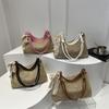 Silk Scarf Woven Bag Women's 2025 New Trendy Fashion Straw Bag Casual Large Capacity Shoulder Bag Foreign Style Underarm Bag