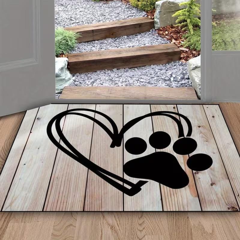 Paw Print Doormat Colorful Pet Welcome Mat Cute Entryway Decor Carpet Funny Home Floor Decor for Doorway Hallway Living Room