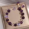 Crystal Amethysts Bracelet Beads for Women Chic Butterfly Tassel Pendant Jewelry Accessories