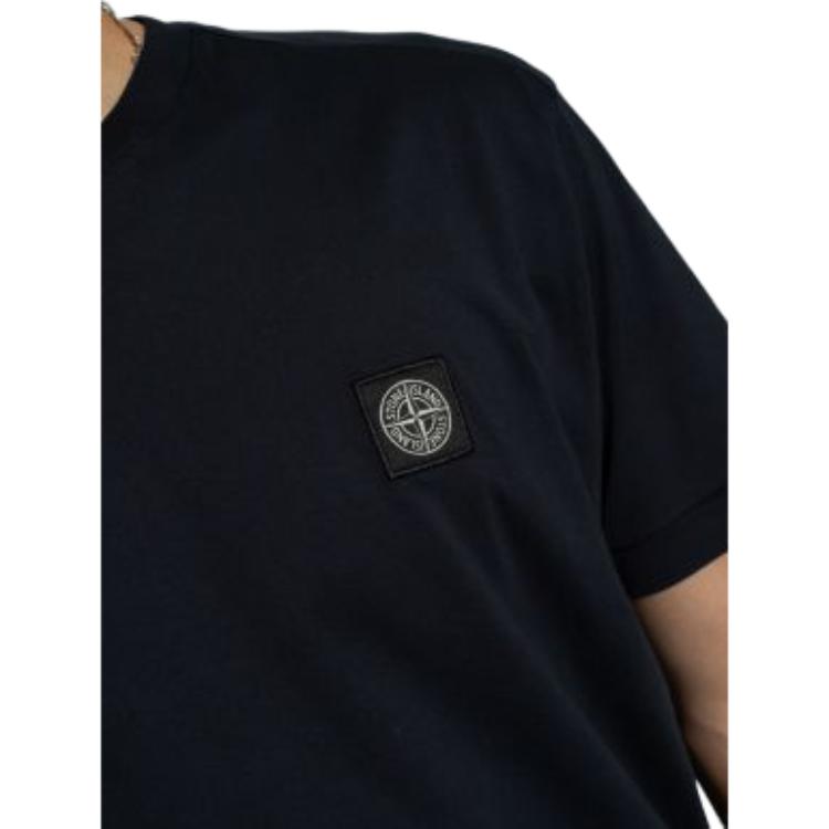 Stone Island Compass Patch Logo T-Shirt Navy Blue Men Tops 801524113-A0020