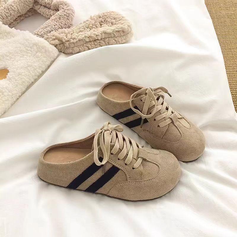 Elegant bag head half slippers spring and summer new soft bottom not tired feet sandals color matching