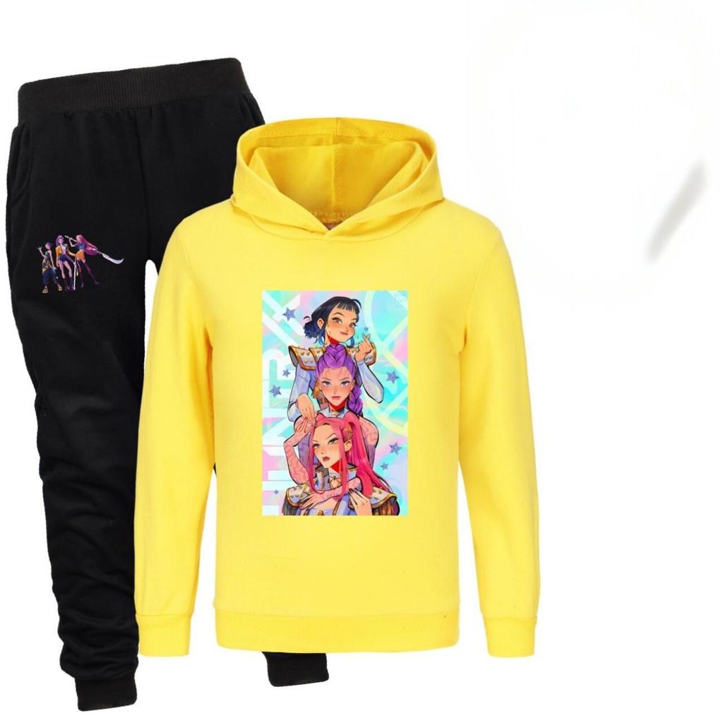 Kpop Witch Hunt Group Printed Boys and Girls Hoodies+Sports Pants Autumn Sweet and Comfortable Set