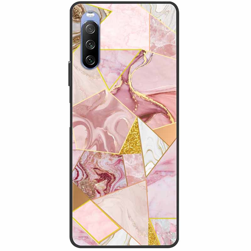 Soft Cover For Sony Xperia 10 III Case 5 III Soft Silicone Black Cases for Sony Xperia 1 III / Xperia1 XZ4 Covers Cool Marble