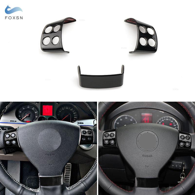 For VW Golf 5 MK5 Passat B6 Jetta MK5 Tiguan ABS Carbon Fiber Texture Interior Steering Wheel Panel Cover Trim Accessories Black