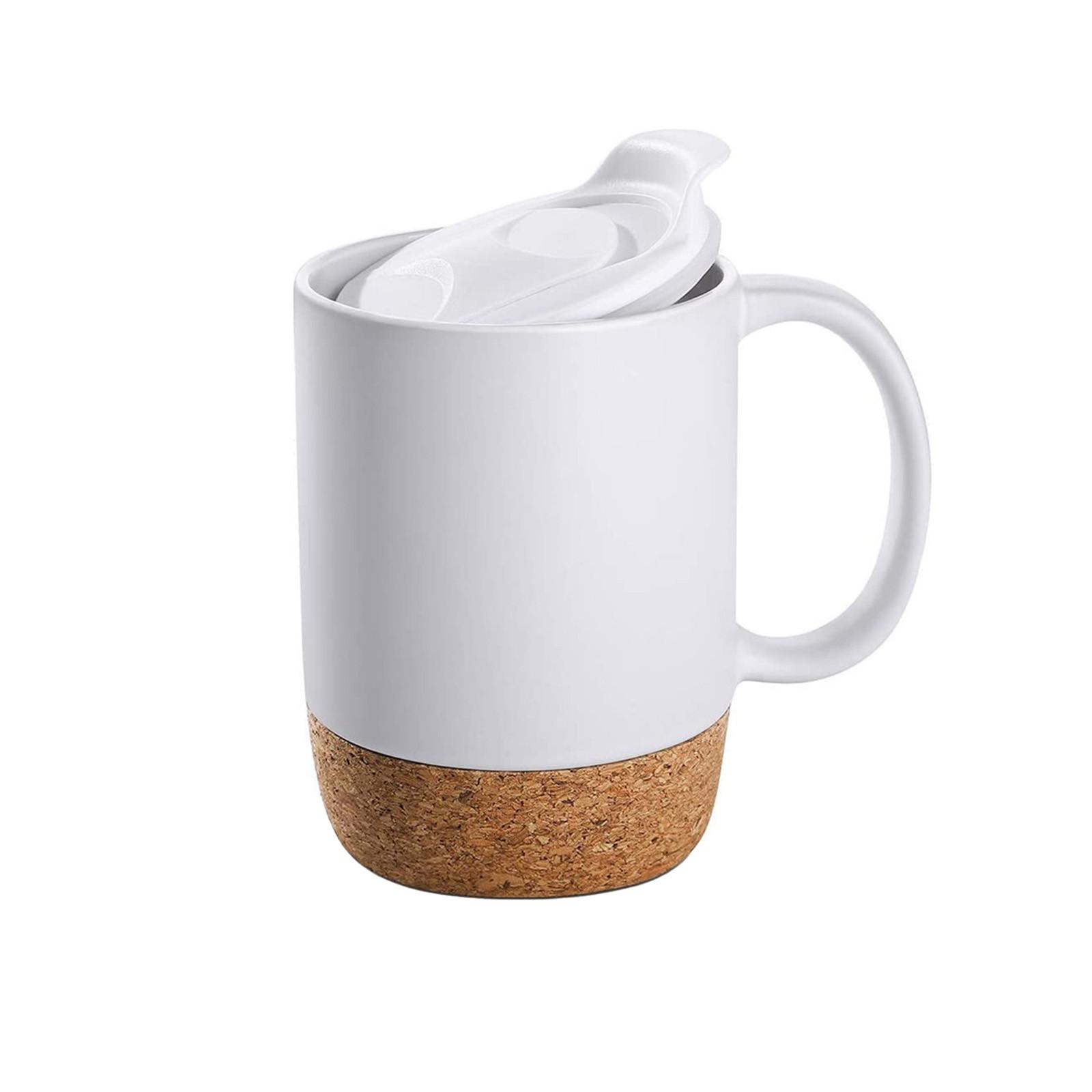 

Ceramic Cork Bottom Mug With Light Cap Mug With Insulated Cork Bottom One Size білий