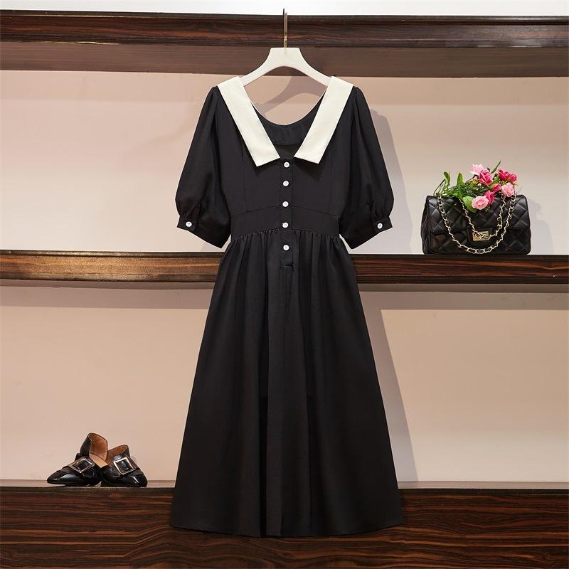 L~4XL Vestido de Mujer Doble Lado para Usar Talla Grande Cintura Vestido de Verano para Mujer Nuevo Estilo Mujeres Gordas Vestido Francés de Doble Cara