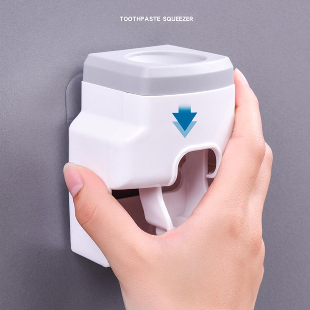 Automatický dávkovač zubní pasty s držákem na zubní kartáčky, nástěnný pro koupelnu, pro dospělé