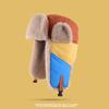 Unisex Winter Warm Fleece Lined Patchwork Beanie Hat With Ear Protection Outdoor Cycling Cold Weather