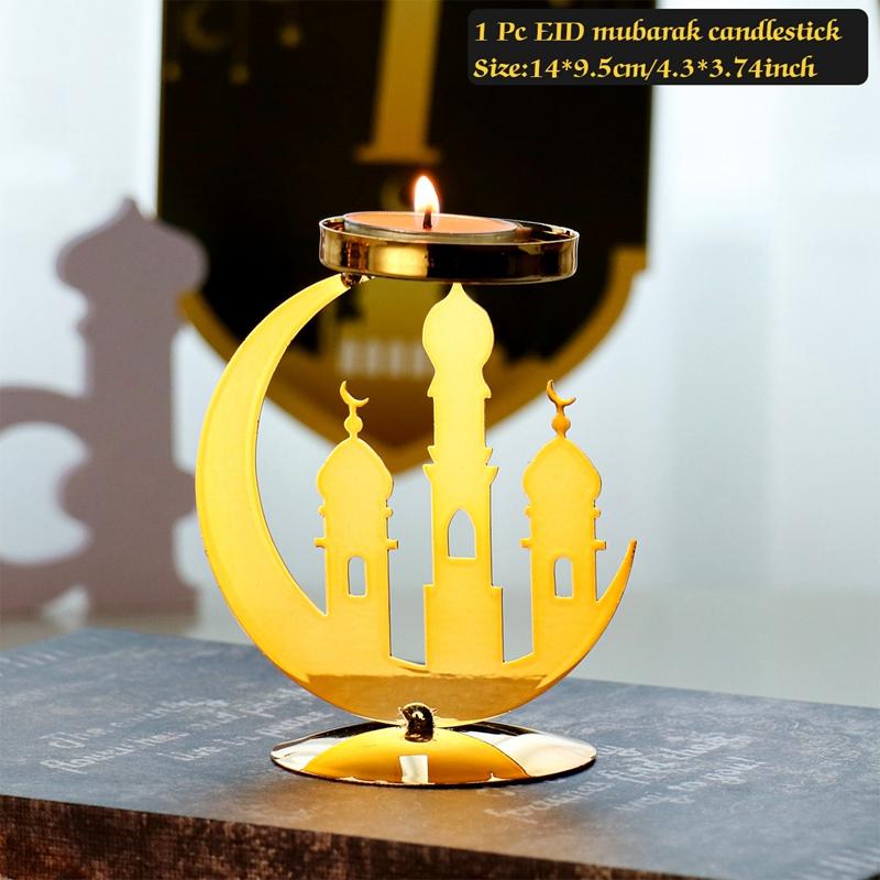 Candlestick EID Mubarak Ramadan Decoration For Home Eid Mubarak Islamic Muslim Party Supplies Ramadan Kareem Eid Al Adha Decor