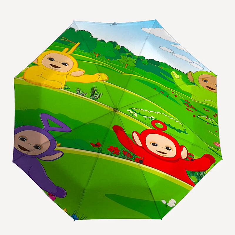 Teletubbies Outdoor Rain Umbrella Automatic Opening & Closing, Portable 3 Fold Design with 8 Bone Iron Frame, Perfect Festival Gift for Fans