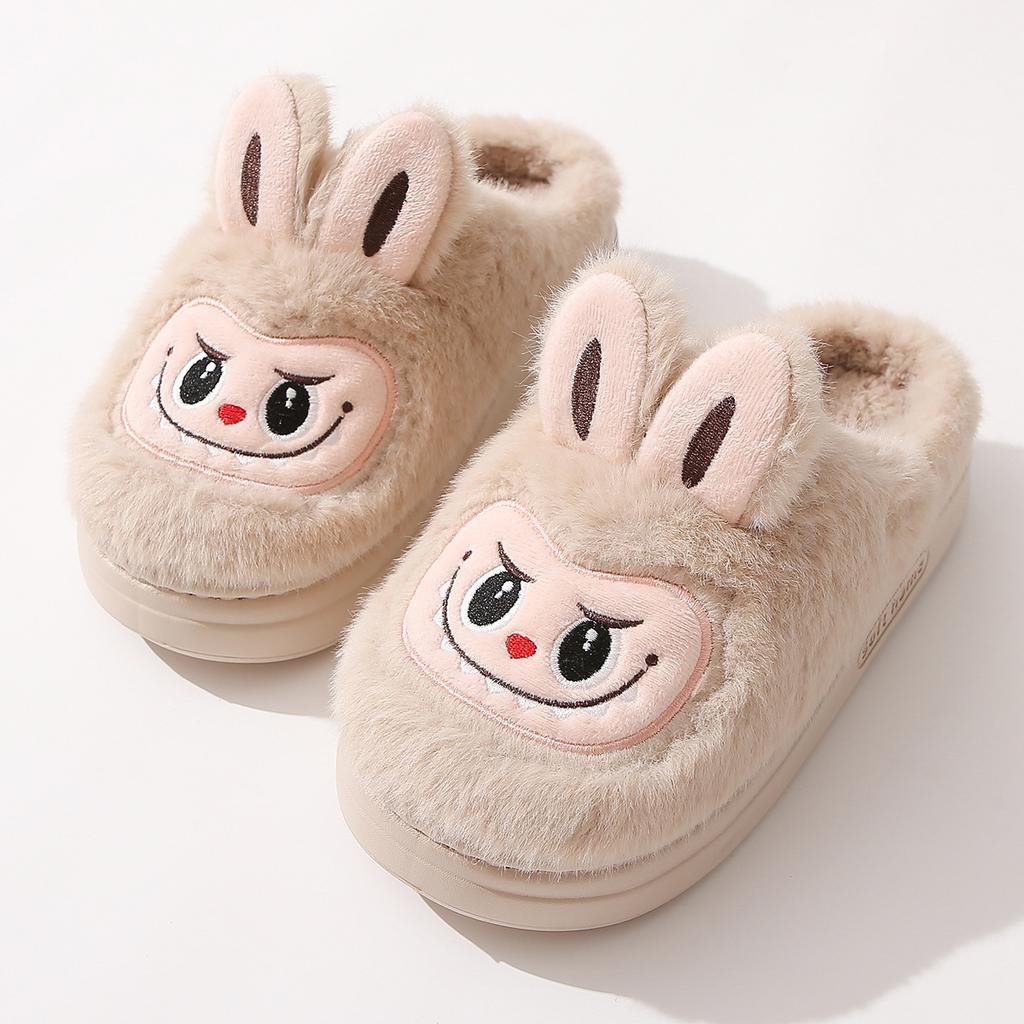 Winter Warm Lovely Frog Cotton Slippers Student Anti Slip Animals Home Platform Plush Slipper Women Funny Outdoor Shoes