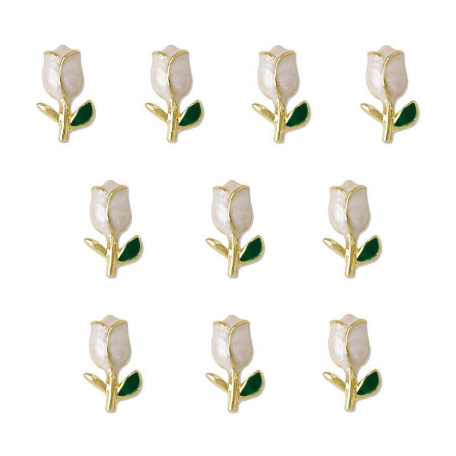 10Pcs Metal Tulips Nail Art Charms, 3D French Floral Flower Jewelry for Manicure Designs Decoration