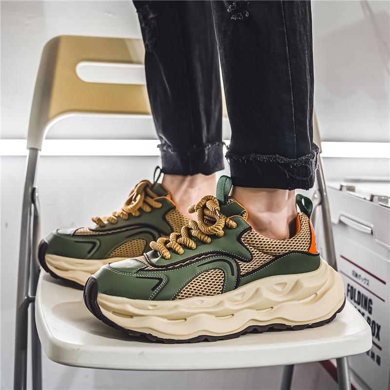 White Yellow Fashion Sneakers for Men Comfort Mesh Casual Sneakers Men Lace-up Platform Shoes Trainers Men Zapatillas De Hombre