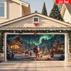 2D Türflagge 2D flach 1 Stück Weihnachten Garagentorbanner - Gemütliche Hütte Weihnachtsmann mit Geschenken Heimdekoration