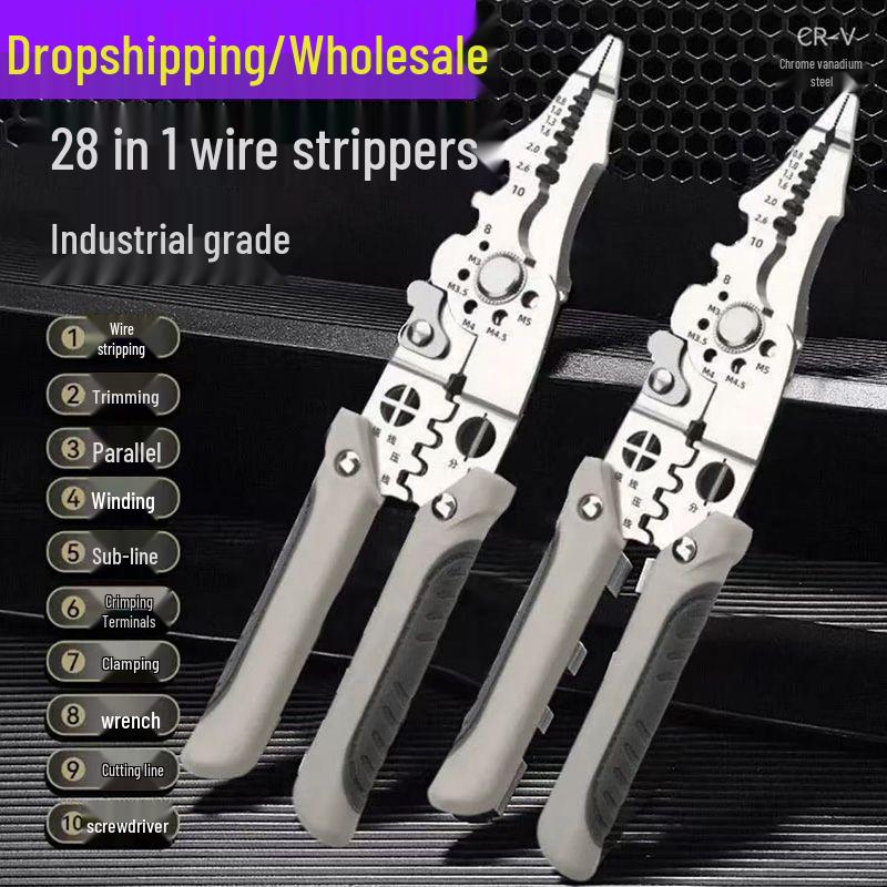 Multifunctional Electrician Wire Stripper & Cutter: Stripping, Skinning, Crimping, and Wrapping with Scissors